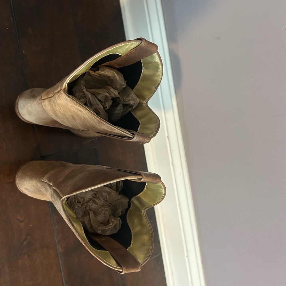 Jessica Simpson brown tan  Leather Cowboy Boots - Picture 5 of 9